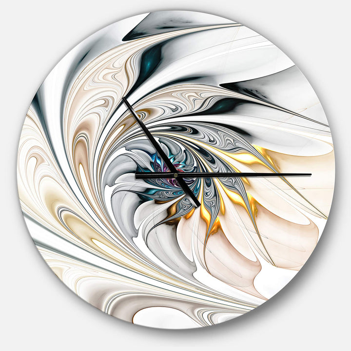 Designart 'White Stained Glass Floral Art' Oversized Modern Metal Clock Large 23 in. wide x 23 in. high