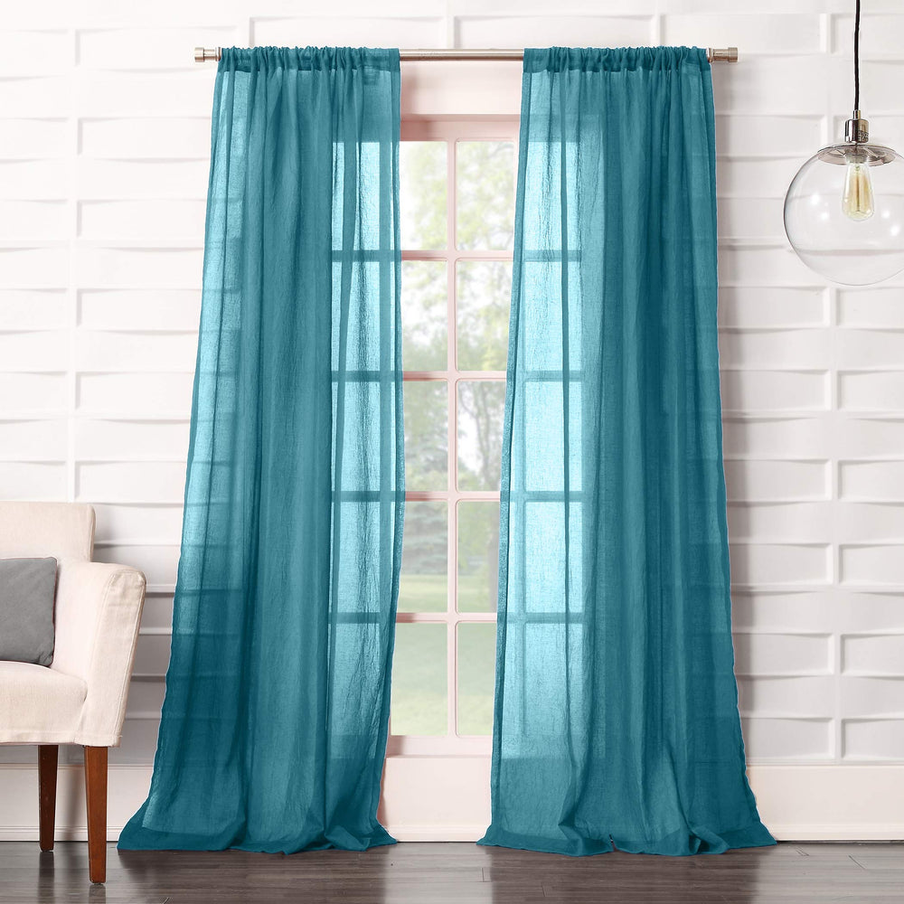 No. 918 Tayla Crushed Texture Semi-Sheer Rod Pocket Curtain Panel 50" x 84" 50x84 - Marine