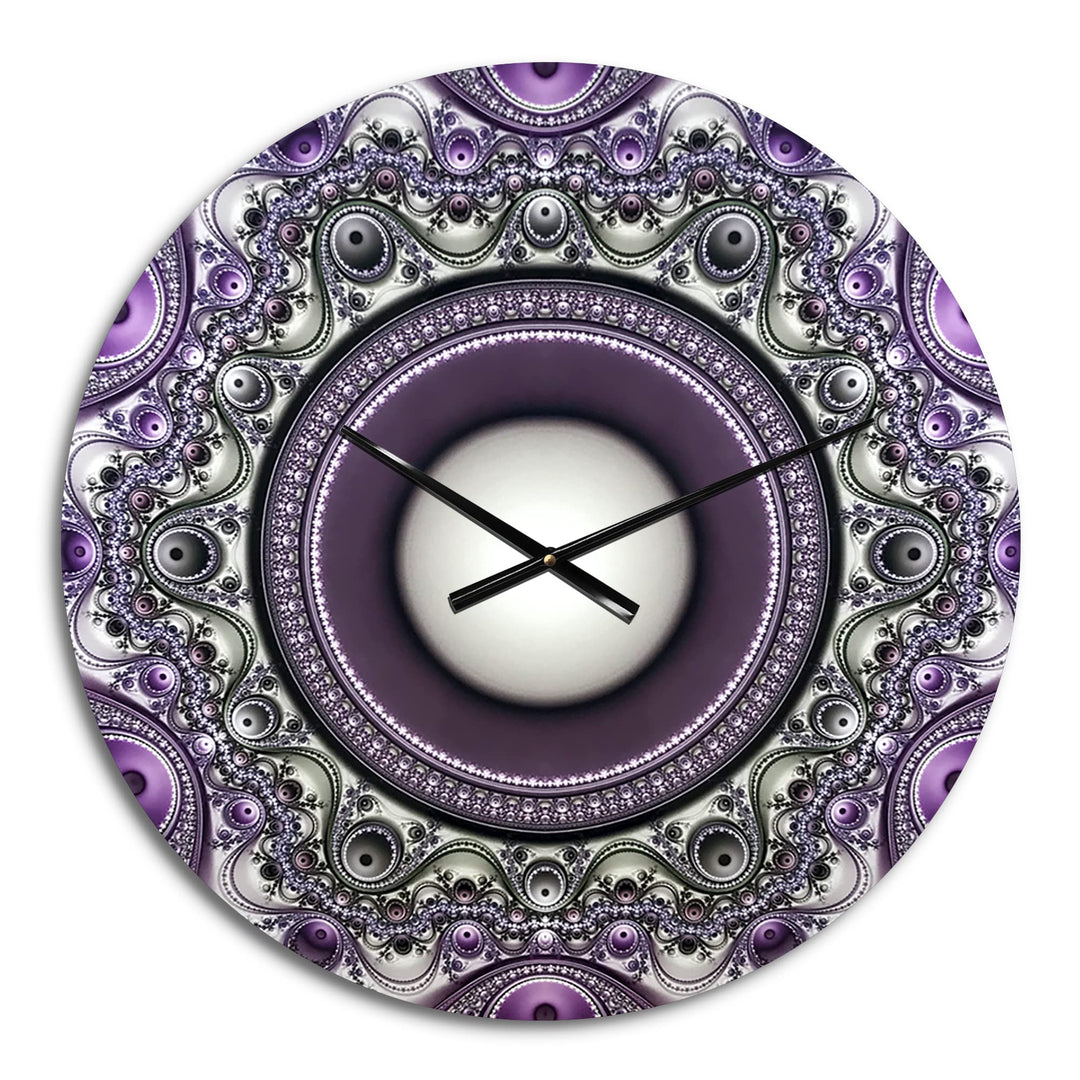 Designart 'Purple Fractal Pattern with Circles' Oversized Modern Metal Clock 23 in. wide x 23 in. high