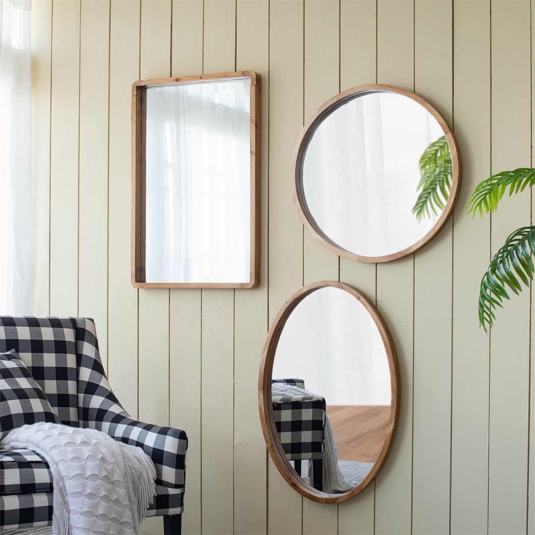 Wall Mirror with Wood Frame Brown