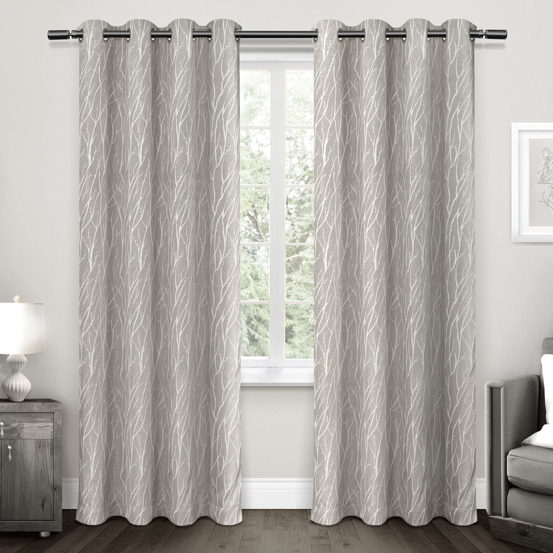 Exclusive Home Forest Hill Woven Room Darkening Blackout Grommet Top Curtain 52x84 - Dove Grey