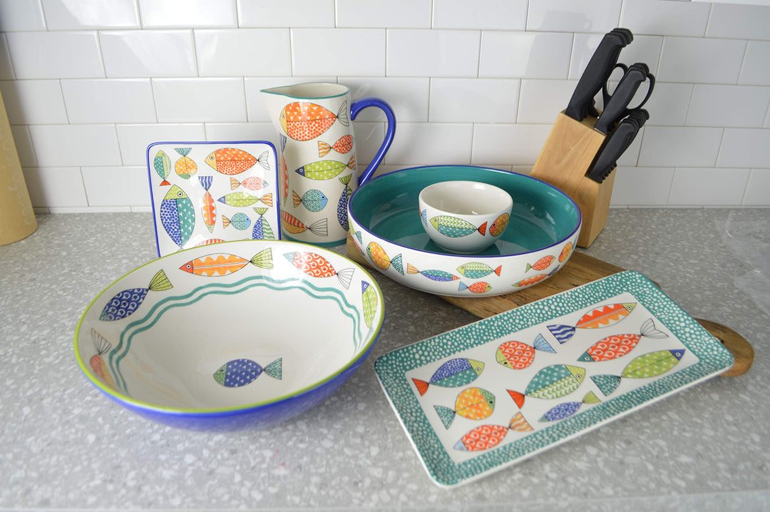 Euro Ceramica FreshCatch 12 Piece Dinnerware Set Service for 4 - Stoneware