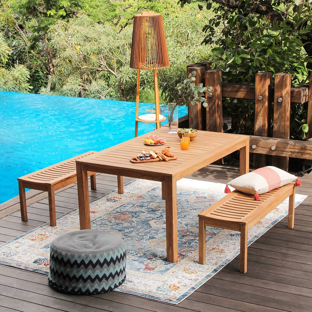 Teak Outdoor Backless Bench Natural Traditional