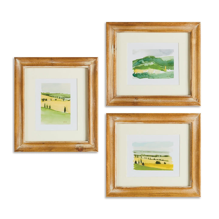 Italian Landscape Prints Set of 3 Green Transitional Framed