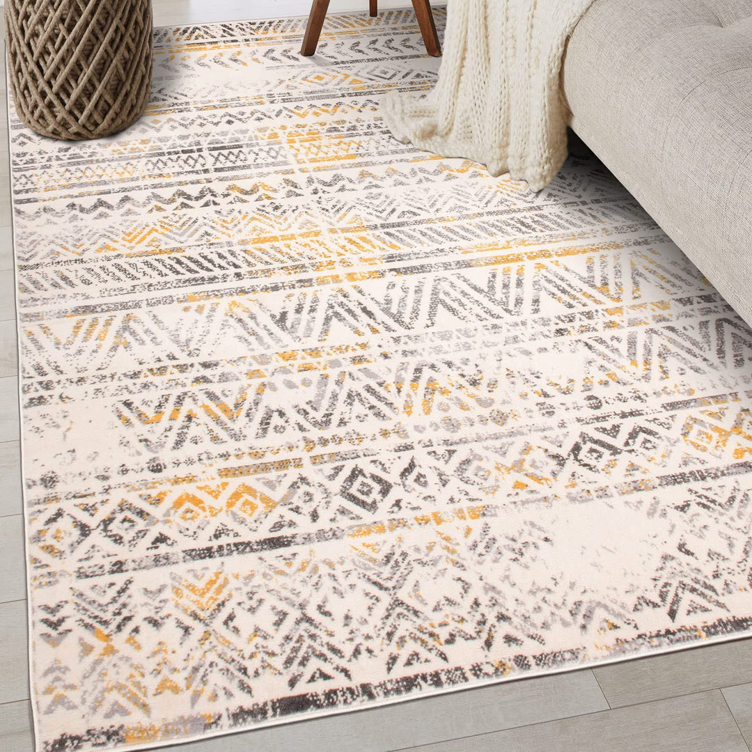 Rugshop Geometric Boho Rug Perfect for high traffic areas of your Living Room 7'10" x 10' - Yellow