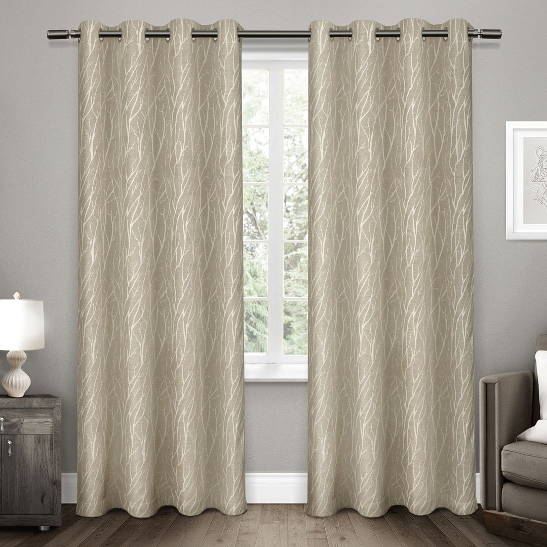 Exclusive Home Forest Hill Woven Room Darkening Blackout Grommet Top Curtain 52x84 - Natural