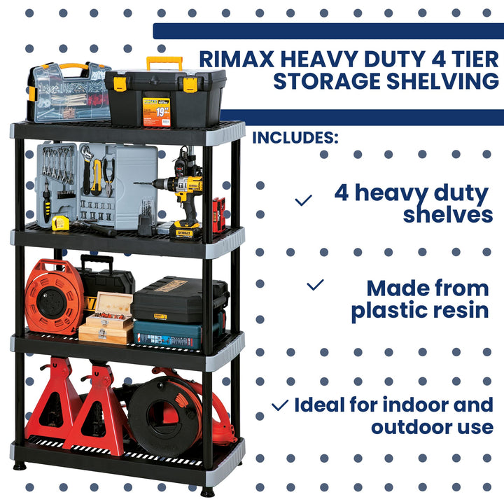 Rimax 9493 4 Shelf Storage Rack Black