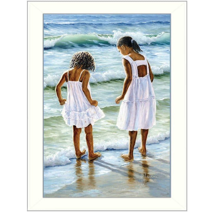 "Two Girls at the Beach" By Georgia Janisse Printed Wall Art Ready To Hang