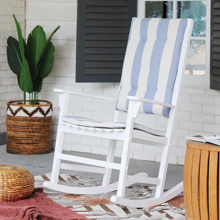 Cambridge Casual Bentley Outdoor Porch Rocking Chair Solid Wood White with White/With Cushion