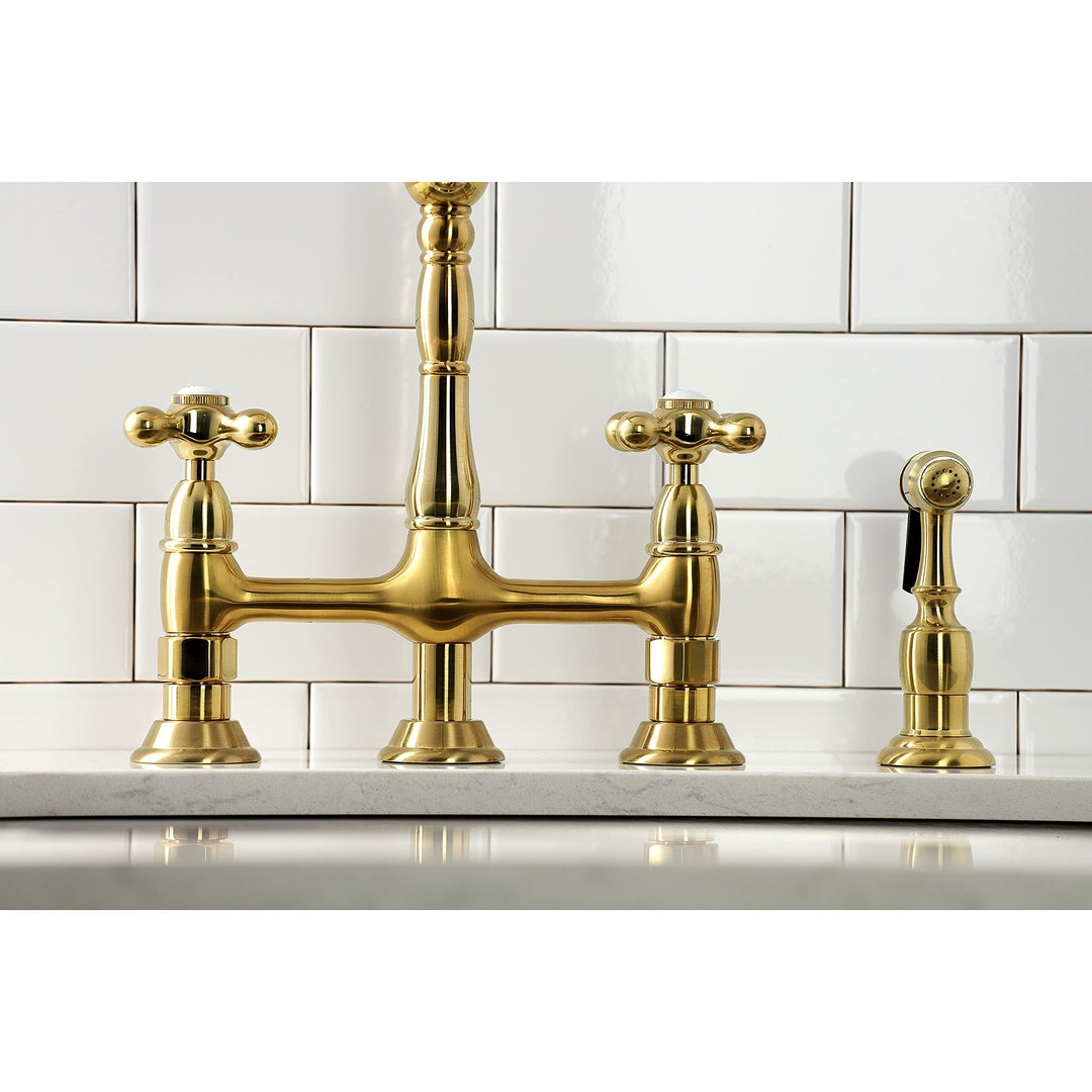 Kingston Brass Heritage 8" Center Kitchen Faucet with Side Sprayer Polished