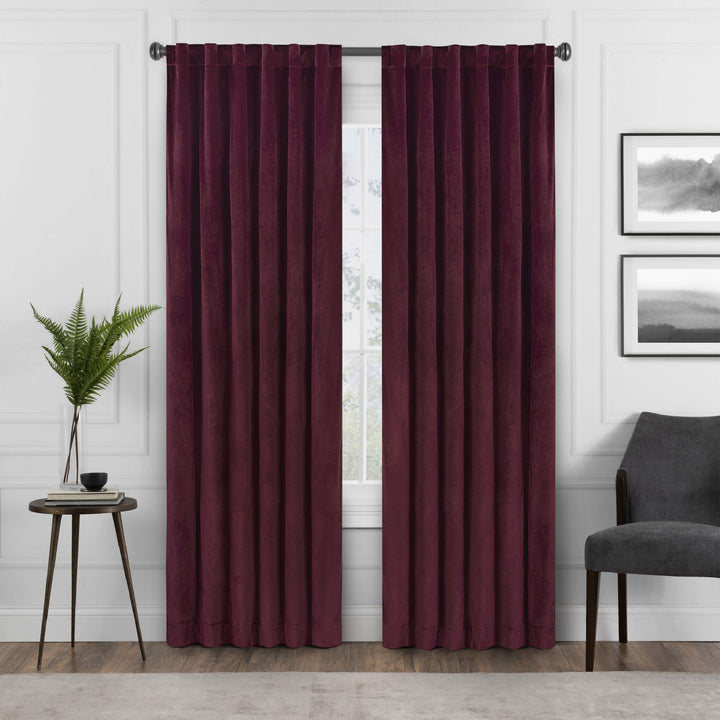 Eclpse Harper Velvet Rod Pocket Curtans for Bedroom Sngle Panel 50 n x 108 108 Inches - Port