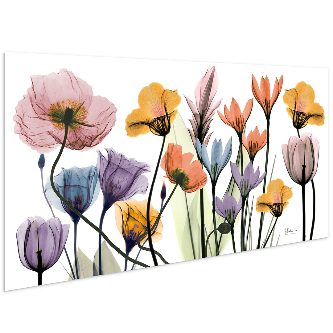 Flowerscape Portrait Frameless Free Floating Tempered Glass Panel Graphic Wall