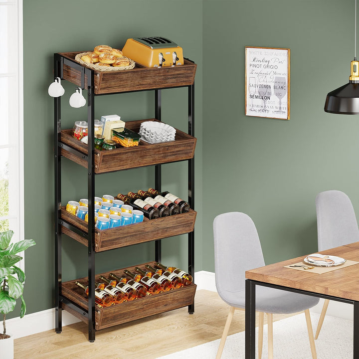 4-Tier Vegetable and Fruit Storage Rack Stand Lee Furniture Black Brown Metal Brown+Black - Diamond Home USA