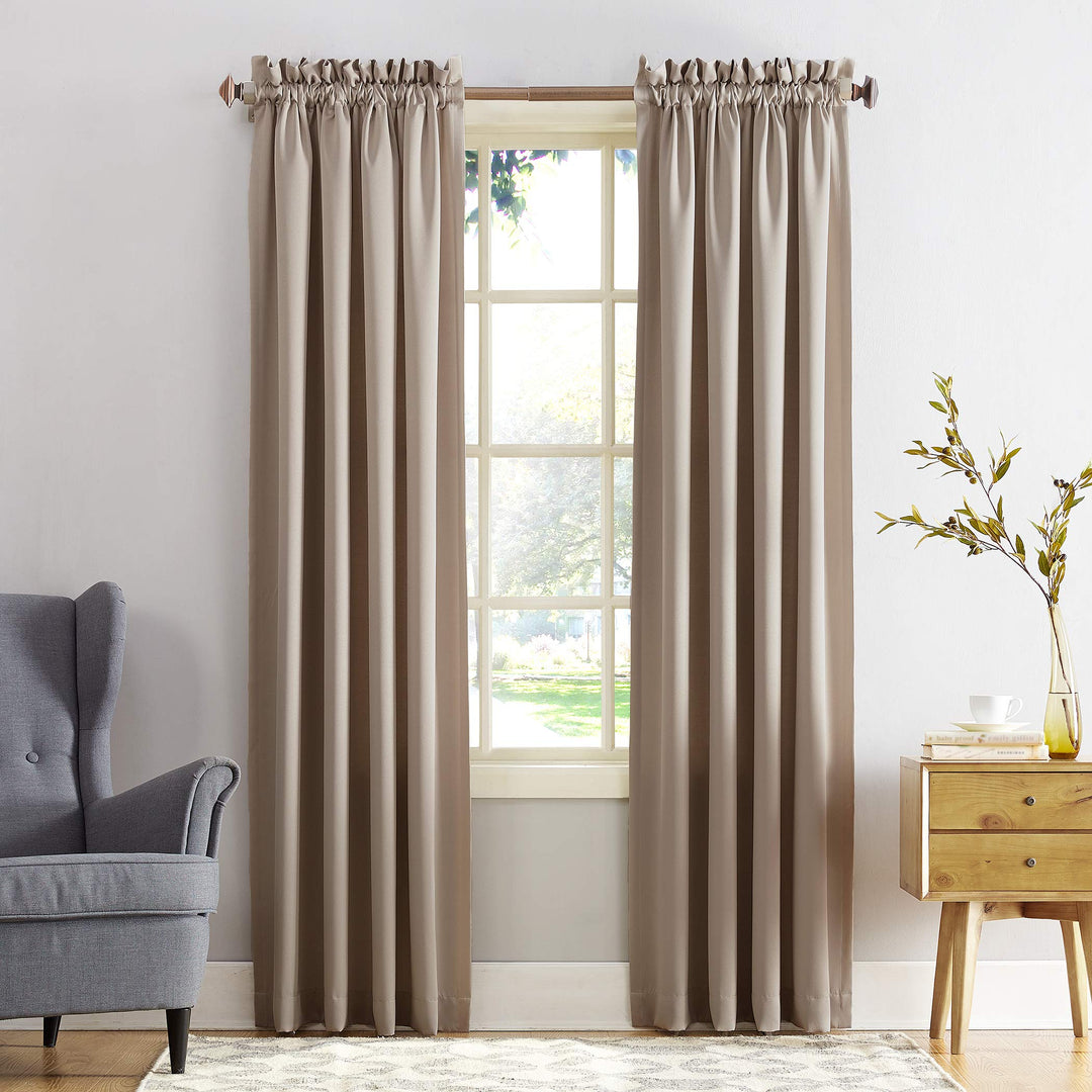 Sun Zero Barrow Energy Efficient Rod Pocket Curtain Single Panel 54 x 84 - Stone