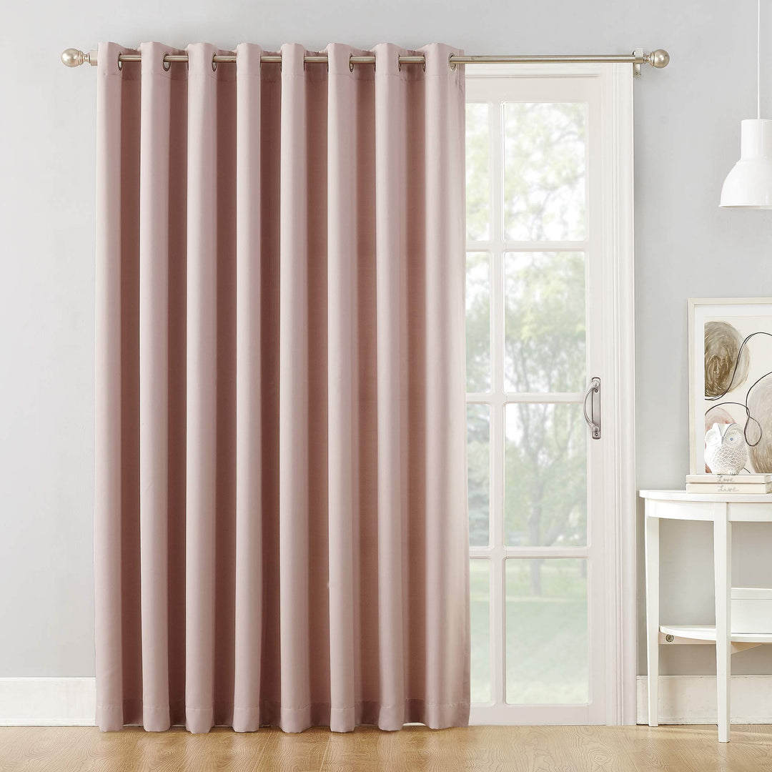 Sun Zero Barrow Energy Efficient Grommet Sliding Patio Door Curtain Panel 100" x 100 x 84 - Blush