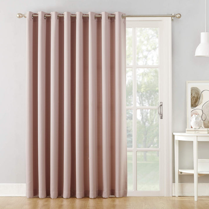 Sun Zero Barrow Energy Efficient Grommet Sliding Patio Door Curtain Panel 100" x 100 x 84 - Blush