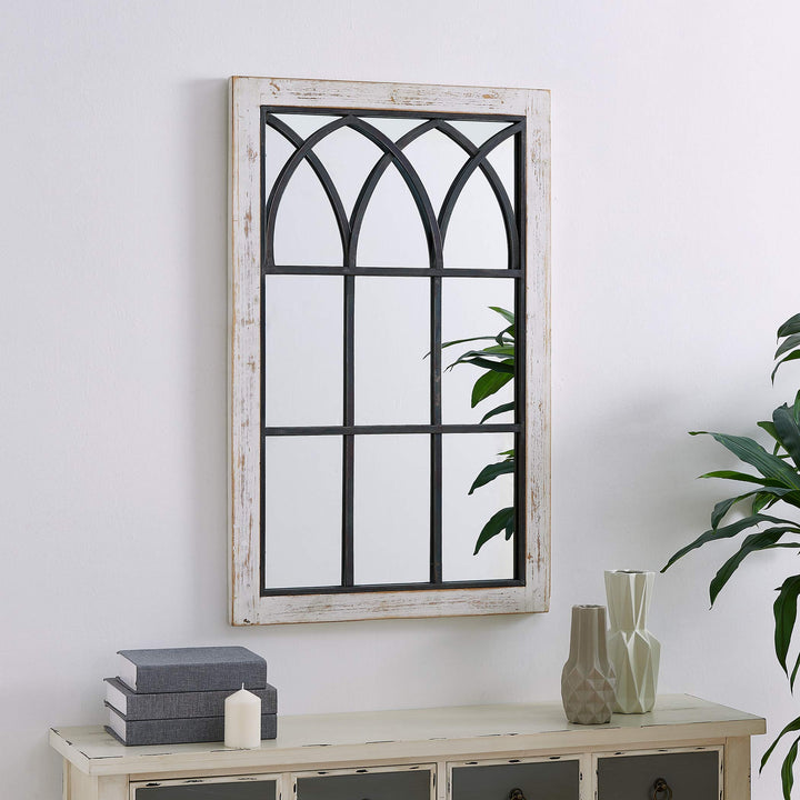 FirsTime & Co. White Vista Arch Wall Mirror Rectangular Wall Hanging Mirror