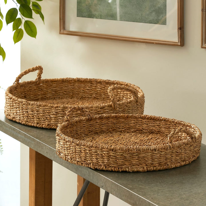 Seagrass Round Trays Set of 2 Beige