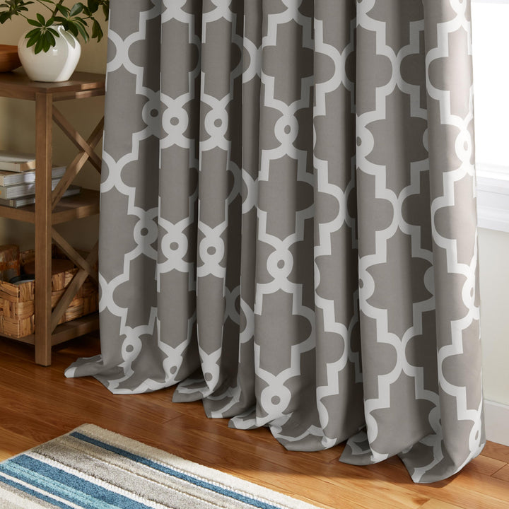 Exclusive Home Curtains Ironwork Sateen Woven Room Darkening Blackout Grommet