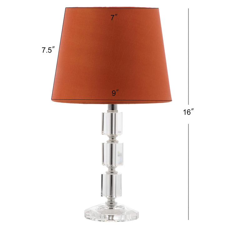 Lighting 15-inch Orange Shade Crystal Cube Table Lamp (Set of 2) 9"x9"x16" Clear