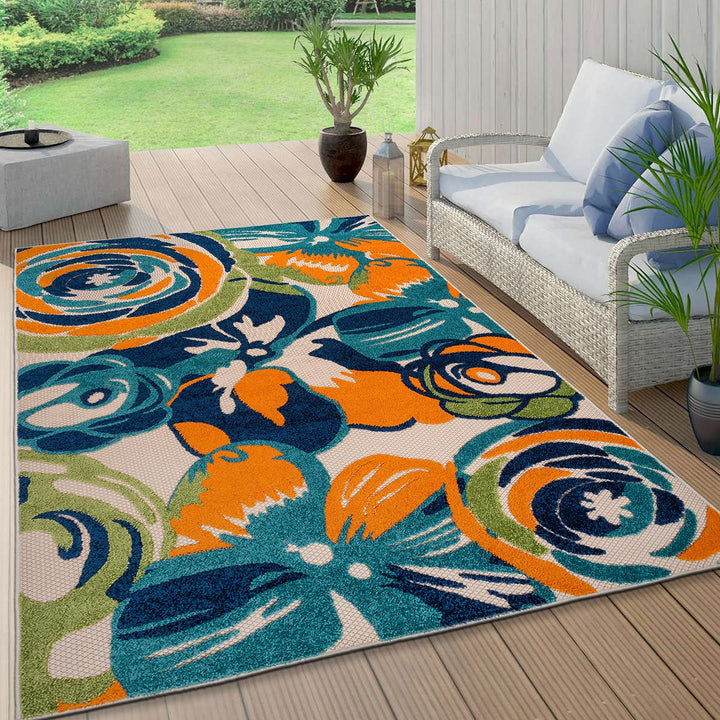 Rugshop Ravenna Modern Large Floral Flowers Indoor/Outdoor Area Rug 5' x 7' 5' x 7' - Multi