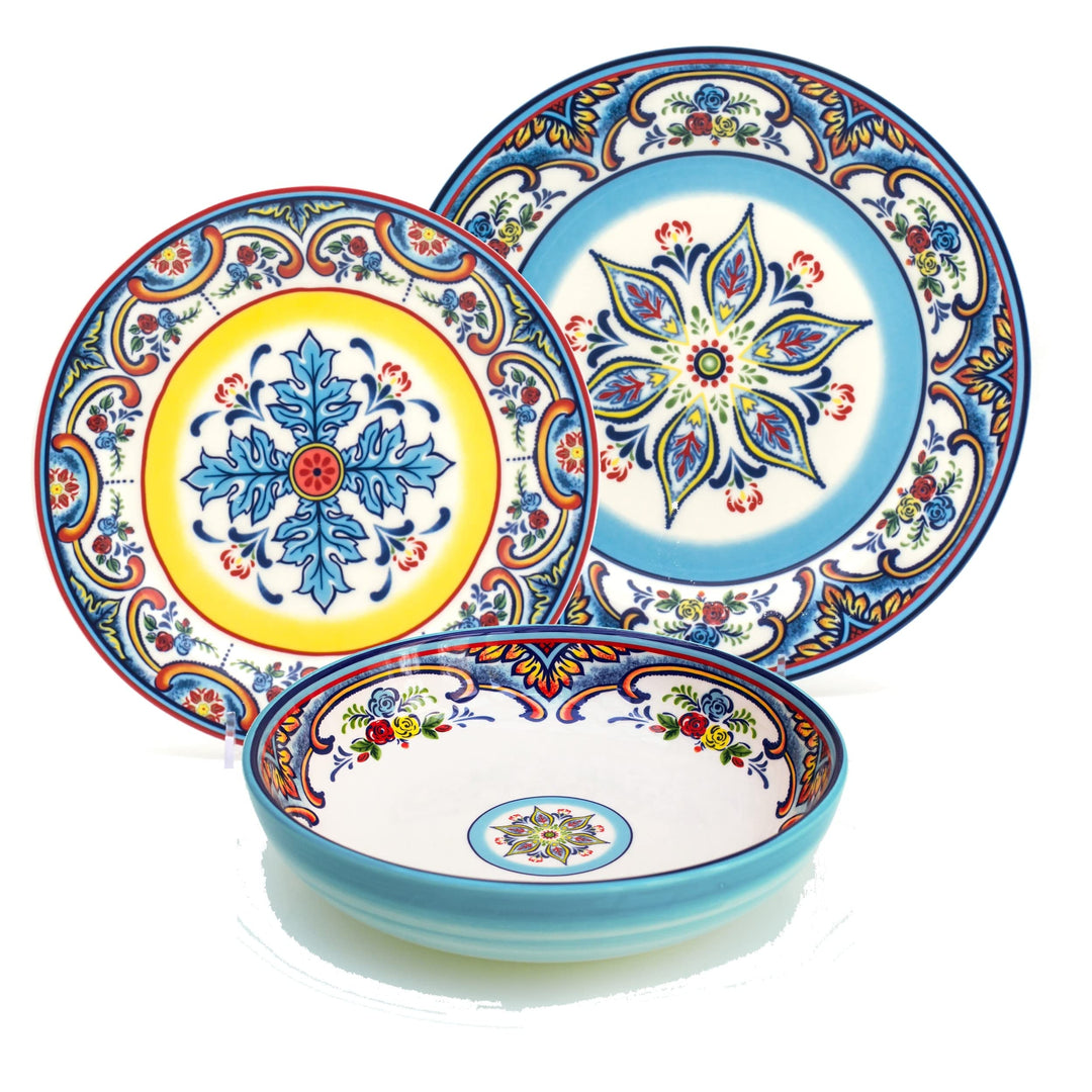 Floral Multicolor 12 Piece Stoneware Dinnerware Set Service For 4 Multi Color Service for 4 - 12 Piece