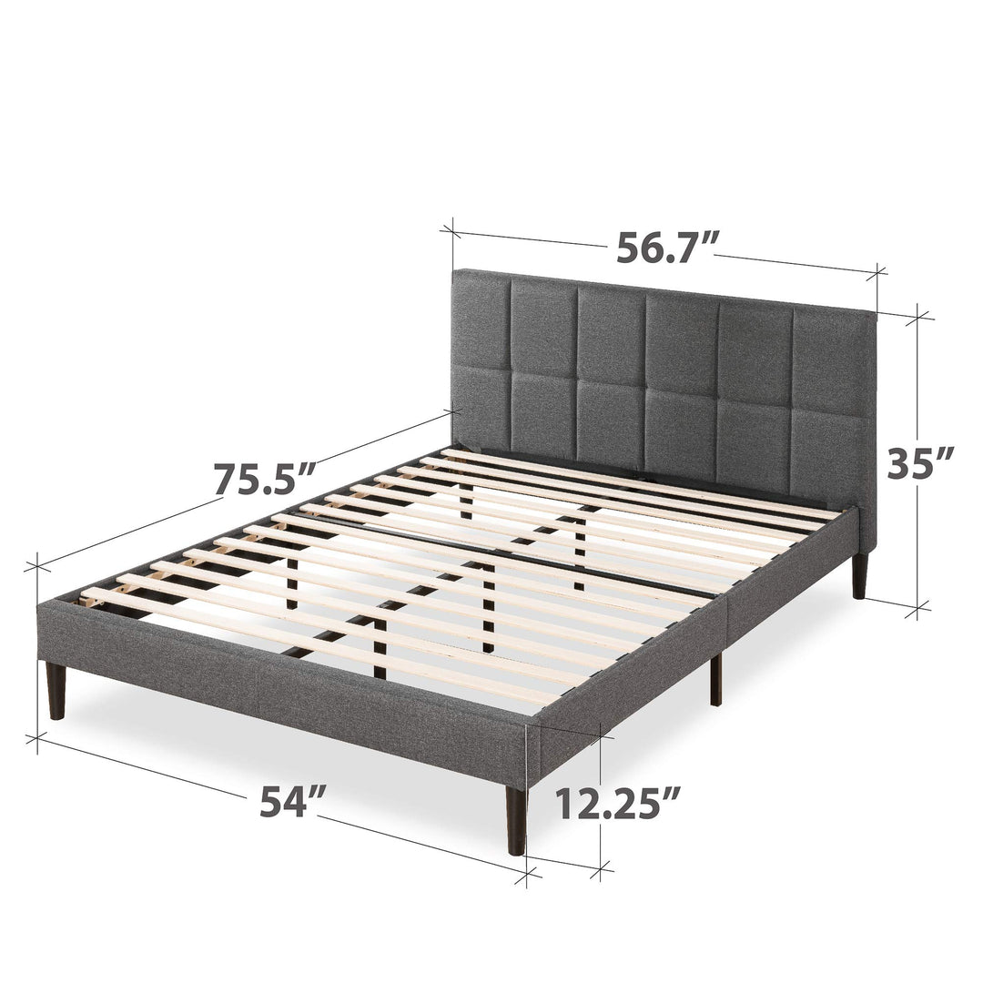 ZINUS Lottie Upholstered Platform Bed Frame with Short Headboard / Mattress Grey - Full