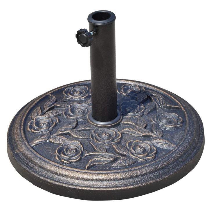 18" Round Decorative Resin Rose Floral Umbrella Pole Holder with Elegant - Diamond Home USA