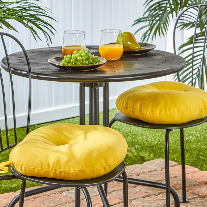 Driftwood 15-inch Round Outdoor Yellow Bistro Chair Cushions (Set of 2) Solid