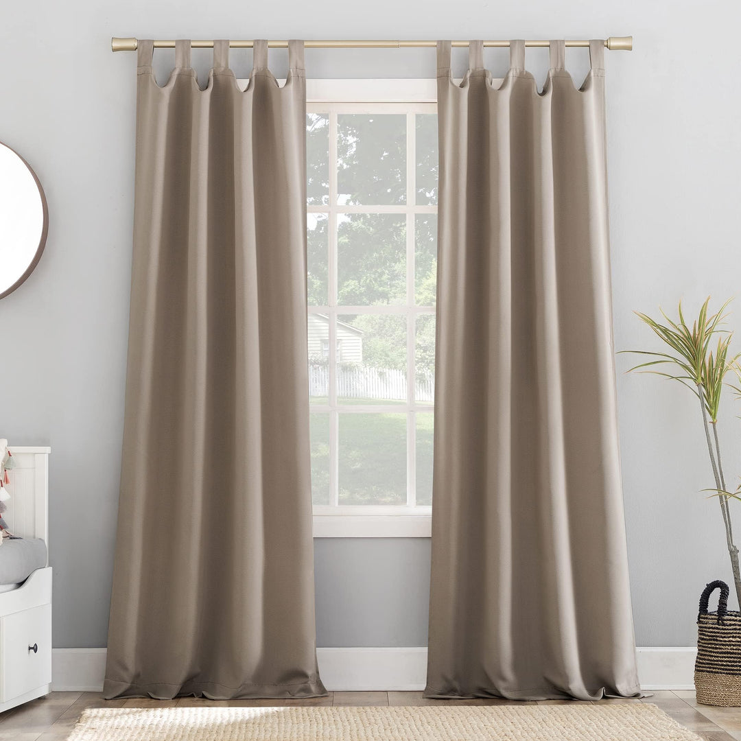 Sun Zero Easton Energy Saving Blackout Tab Top Curtain Panel 40" x 84" Stone 40x84 - Stone