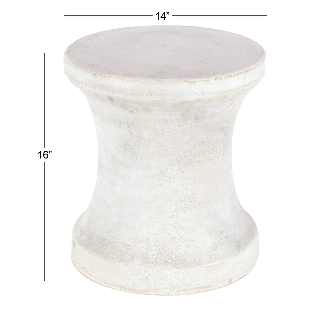 Fiber Clay Foot Stool 14 Inches Wide 16 High White Modern Contemporary Glass