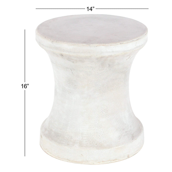 Fiber Clay Foot Stool 14 Inches Wide 16 High White Modern Contemporary Glass