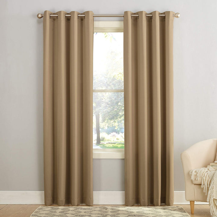 Sun Zero Barrow Energy Efficient Grommet Curtain Single Panel 54 x 84 - Taupe