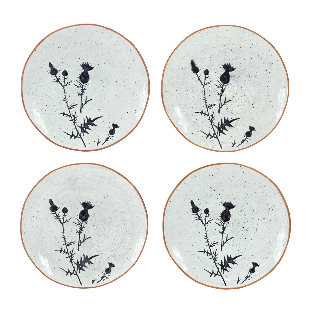 Ceramic Plate (Set Of 4) 8' X 10' Off/White Floral Country Round 4 Piece