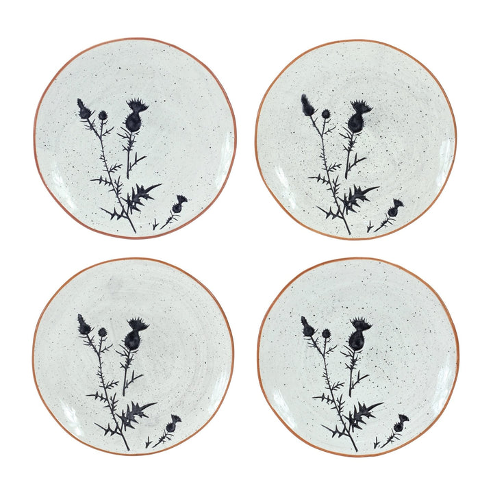 Ceramic Plate (Set Of 4) 8' X 10' Off/White Floral Country Round 4 Piece