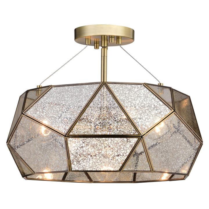 Euclid 16-in W Gold Aged Brass Contemporary Geometric Semi Flush Mount Ceiling