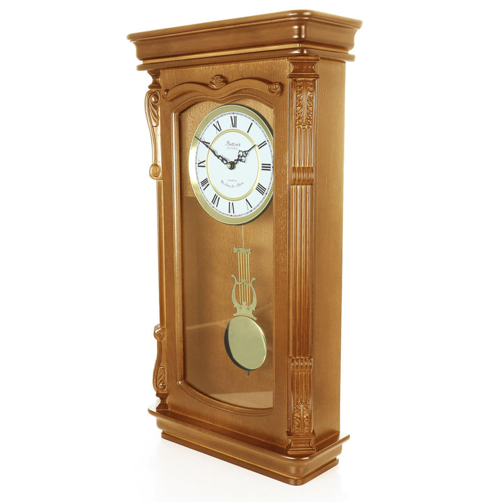 Golden Oak Chiming Pendulum Wall 13.6"x5.4"x25.6" Multi Color Wood Finish