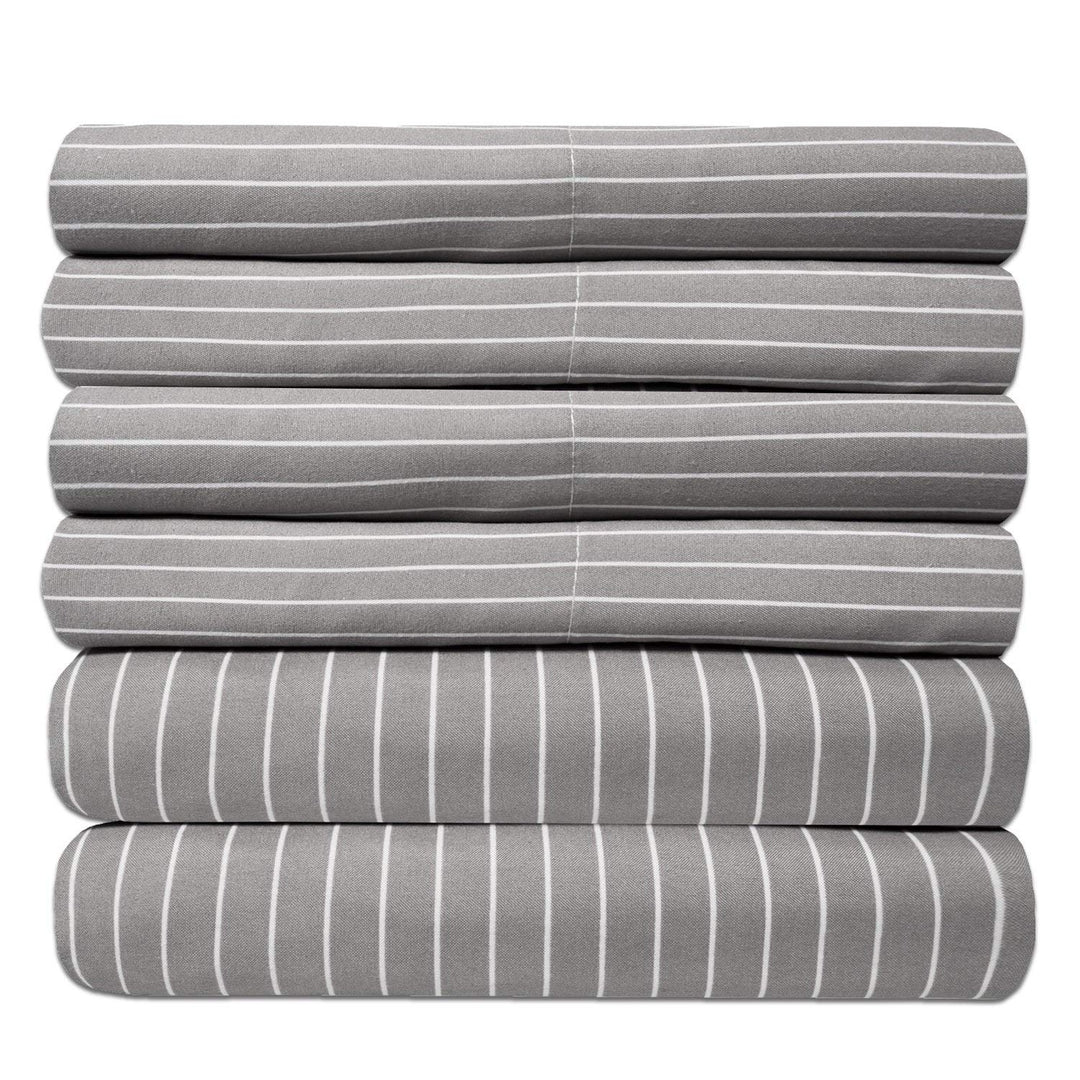 bed bath n more 6 Piece Loft Collection Modern Classic Pinstripe Sheet Sets Grey Queen - Pinstripe Grey