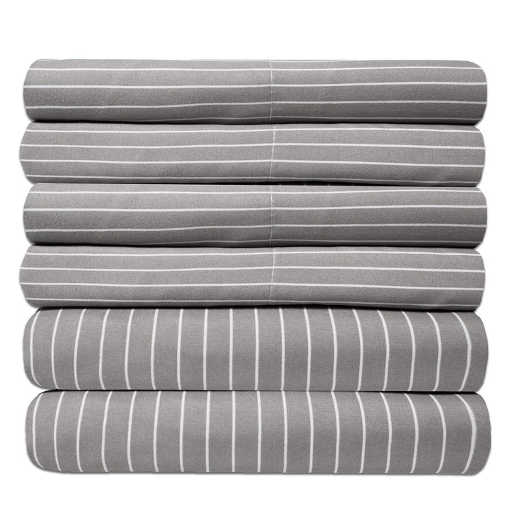 bed bath n more 6 Piece Loft Collection Modern Classic Pinstripe Sheet Sets Grey Queen - Pinstripe Grey