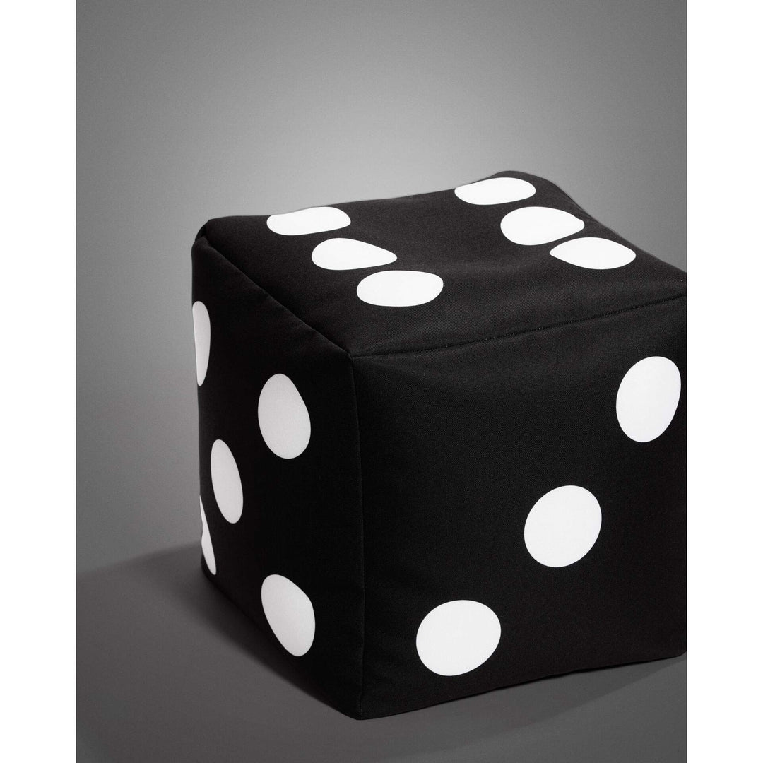 Cube Dice Bean Bag Pouf Black Modern Contemporary Polyester Polystyrene Beads