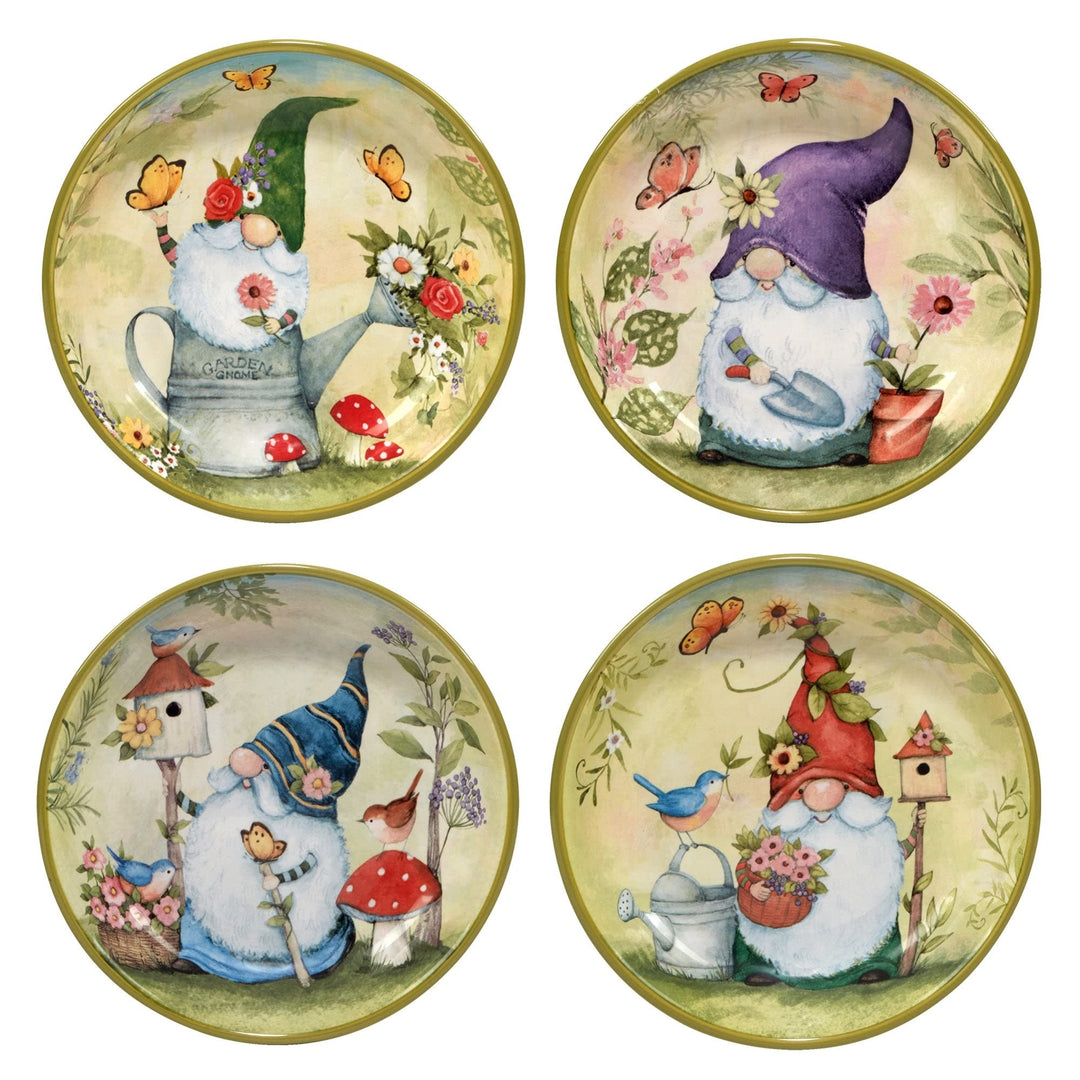 Garden Gnomes 38 Oz. Soup/pasta Bowls Set Of 4 Assorted Designs Oz. Multi