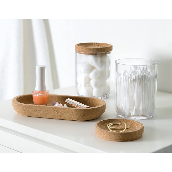 Canister with Cork Tray Set Brown Nature Casual Plastic Multi-Size