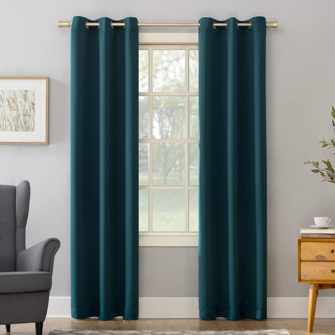 Sun Zero Becca Energy Efficient Grommet Curtain Panel 40" x 84" Teal 40 x 84 - Teal