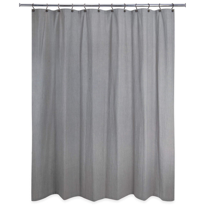 Washed Cotton Shower Curtain Charcoal Grey Solid Color Casual