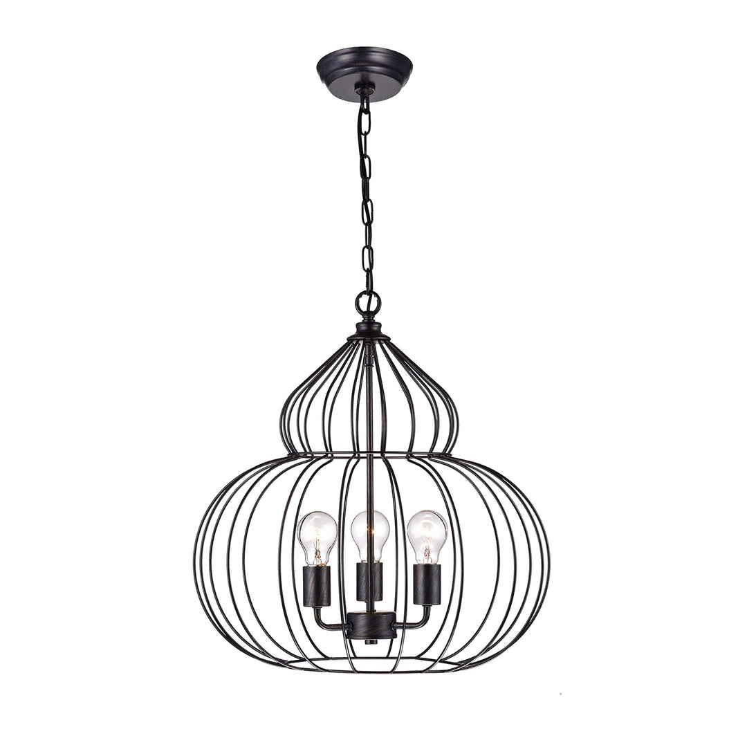 3-Light Global Chandelier Black Modern Contemporary Metal Dimmable - Diamond Home USA