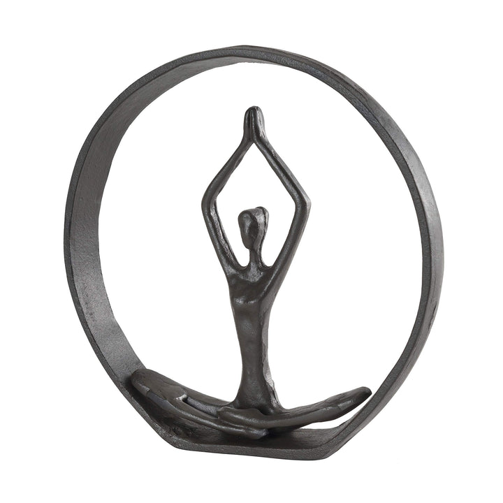 Circle Iron Sculpture with Figurine in Yoga Pose - Namaste Spiritual Home DÃƒcor