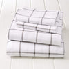 4 Piece Grey Windowpane Plaid Flannel Sheet King Set Gray Check Window Pane King - Windowpane - White / Grey