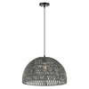 JONATHAN Y JYL6504D Campana 20" 1-Light Bohemian Modern Woven Rattan/Iron LED Gray