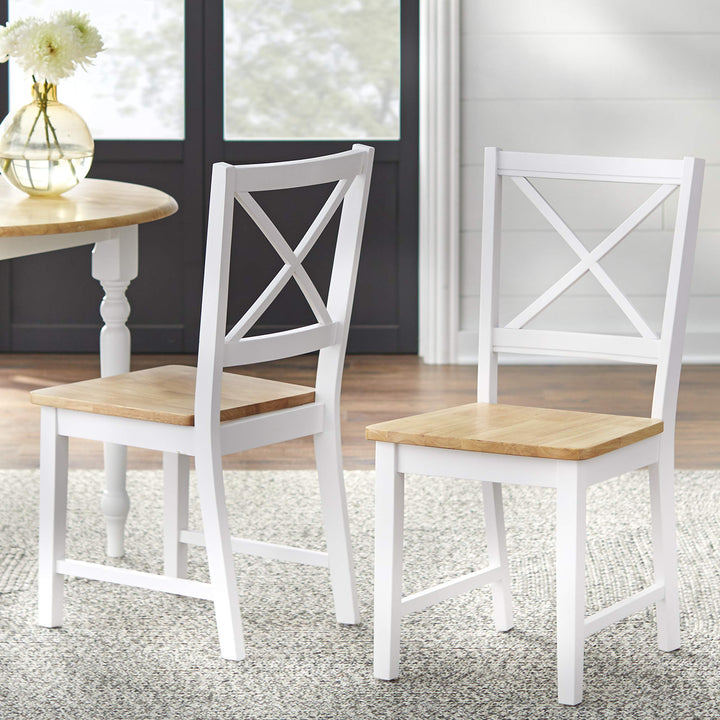 Target Marketing Systems Virginia Cross Back Dining Room Chairs Wooden Farmhouse White/Natural