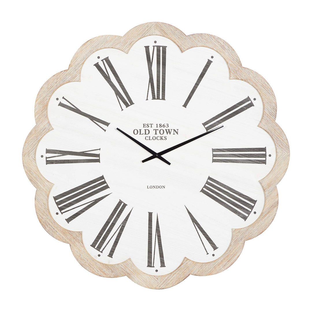 White Wood Farmhouse Wall Clock 33 X 1 Country